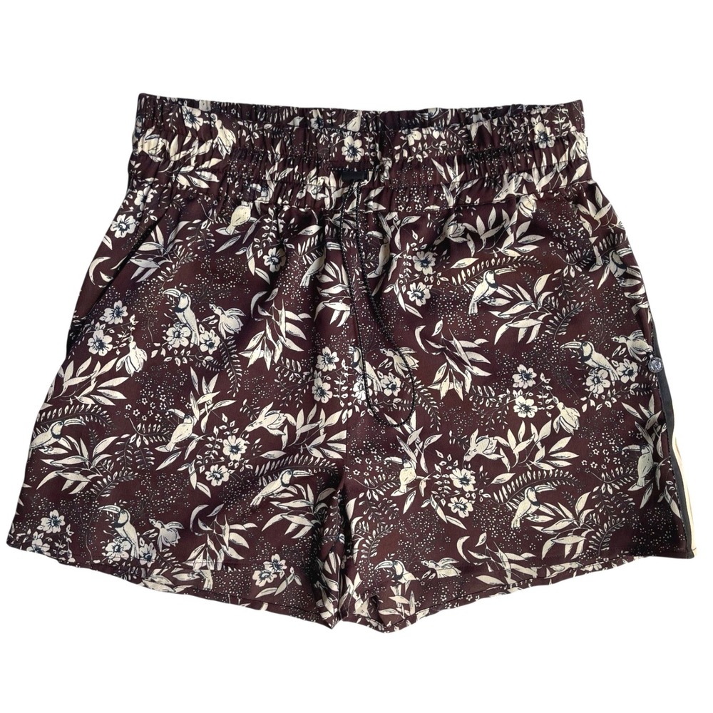 Scotch & Soda Poolside Women's Loose Fit Pull On Shorts M Drawcord Brown Floral
